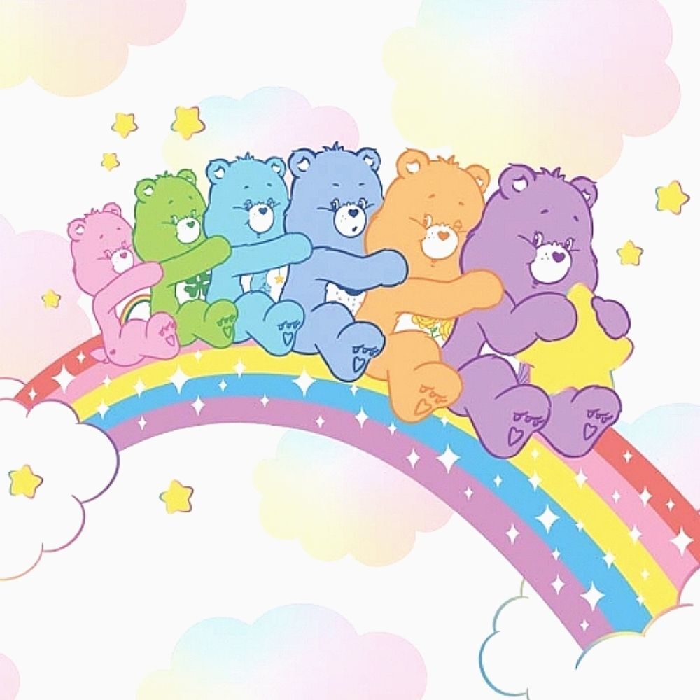 Pop Creations Care Bears Riding The Rainbow Canvas Wall Decor‎